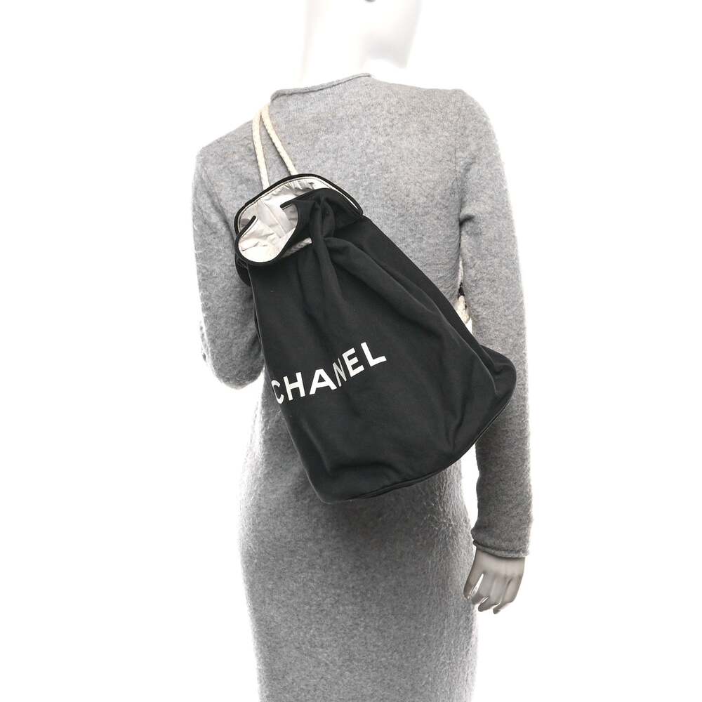 Canvas Drawstring Backpack Black White #199996c58b - image 2